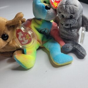 Ty Beanie Babies Trio With Errors